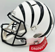 Chase Brown Autographed Cincinnati Bengals White Full Size Speed Authentic Helmet (Smudged) Beckett BAS Witness #3W399061
