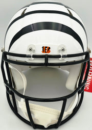 Chase Brown Autographed Cincinnati Bengals White Full Size Speed Authentic Helmet (Smudged) Beckett BAS Witness #3W399061