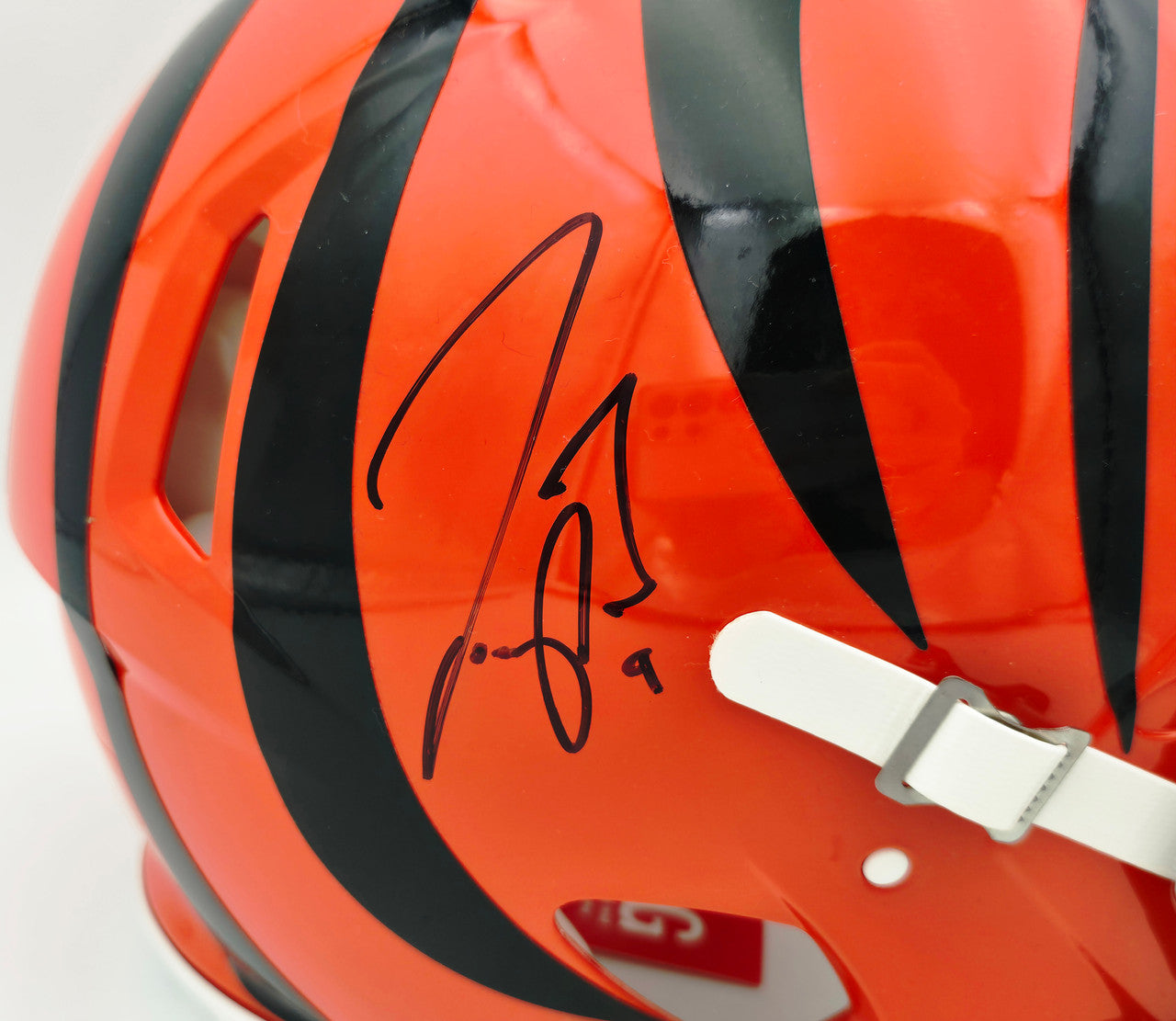 Joe Burrow Autographed Cincinnati Bengals Orange Full Size Speed Authentic Helmet Fanatics Holo #NB38153154