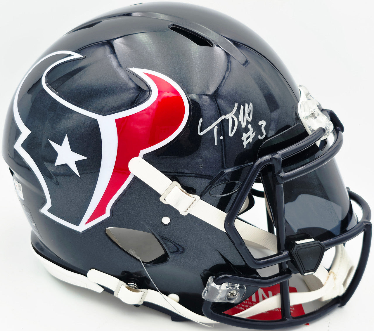 Tank Dell Autographed Houston Texans Blue Full Size Speed Authentic Helmet Fanatics Holo #DC75980831