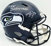 AJ Barner Autographed Seattle Seahawks Blue Full Size Speed Replica Helmet "The Barnyard" Beckett BAS Witness #4W627142