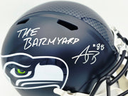 AJ Barner Autographed Seattle Seahawks Blue Full Size Speed Replica Helmet "The Barnyard" Beckett BAS Witness #4W627142