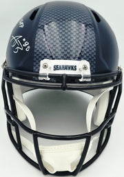 AJ Barner Autographed Seattle Seahawks Blue Full Size Speed Replica Helmet "The Barnyard" Beckett BAS Witness #4W627142