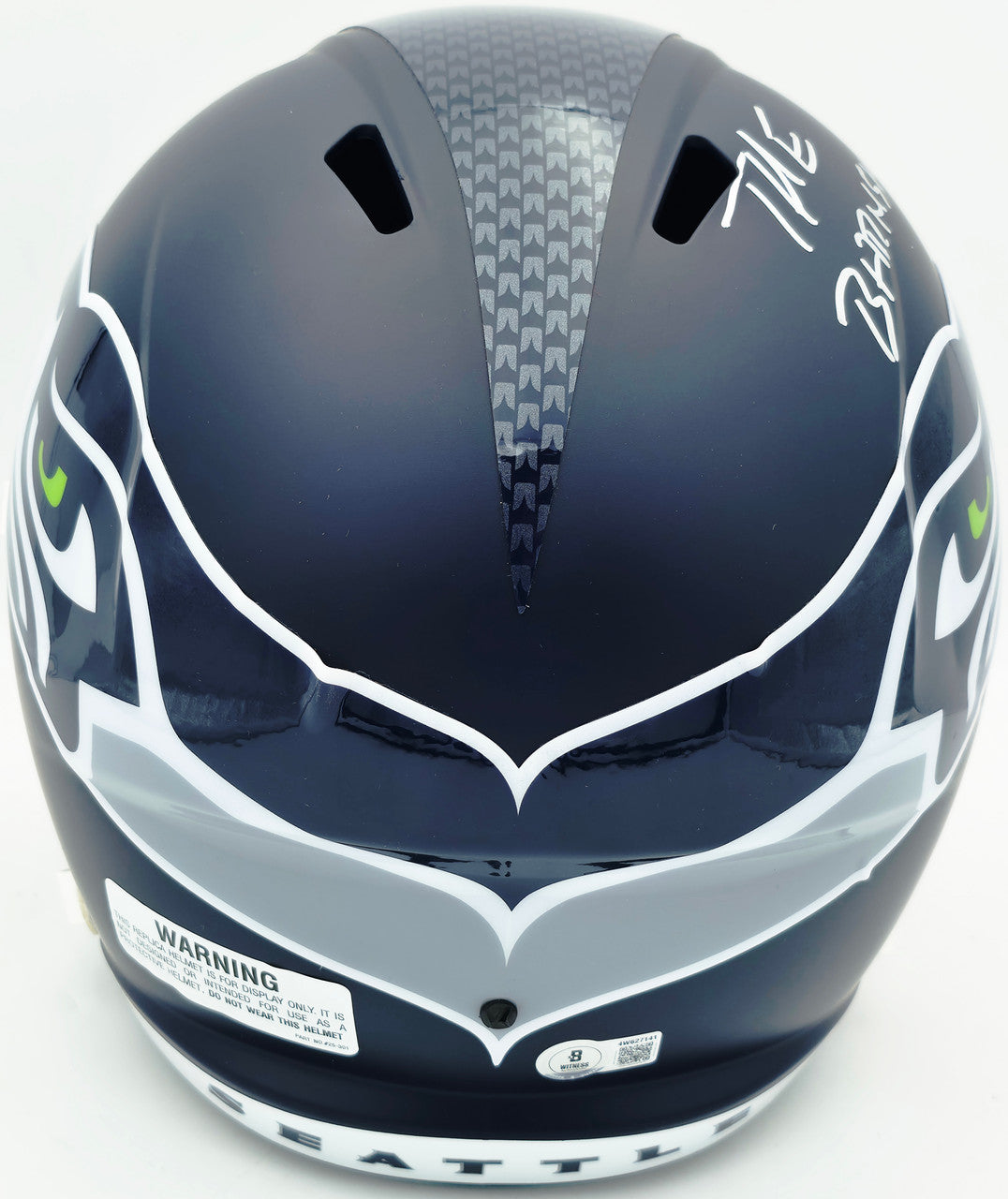 AJ Barner Autographed Seattle Seahawks Blue Full Size Speed Replica Helmet "The Barnyard" Beckett BAS Witness #4W627141