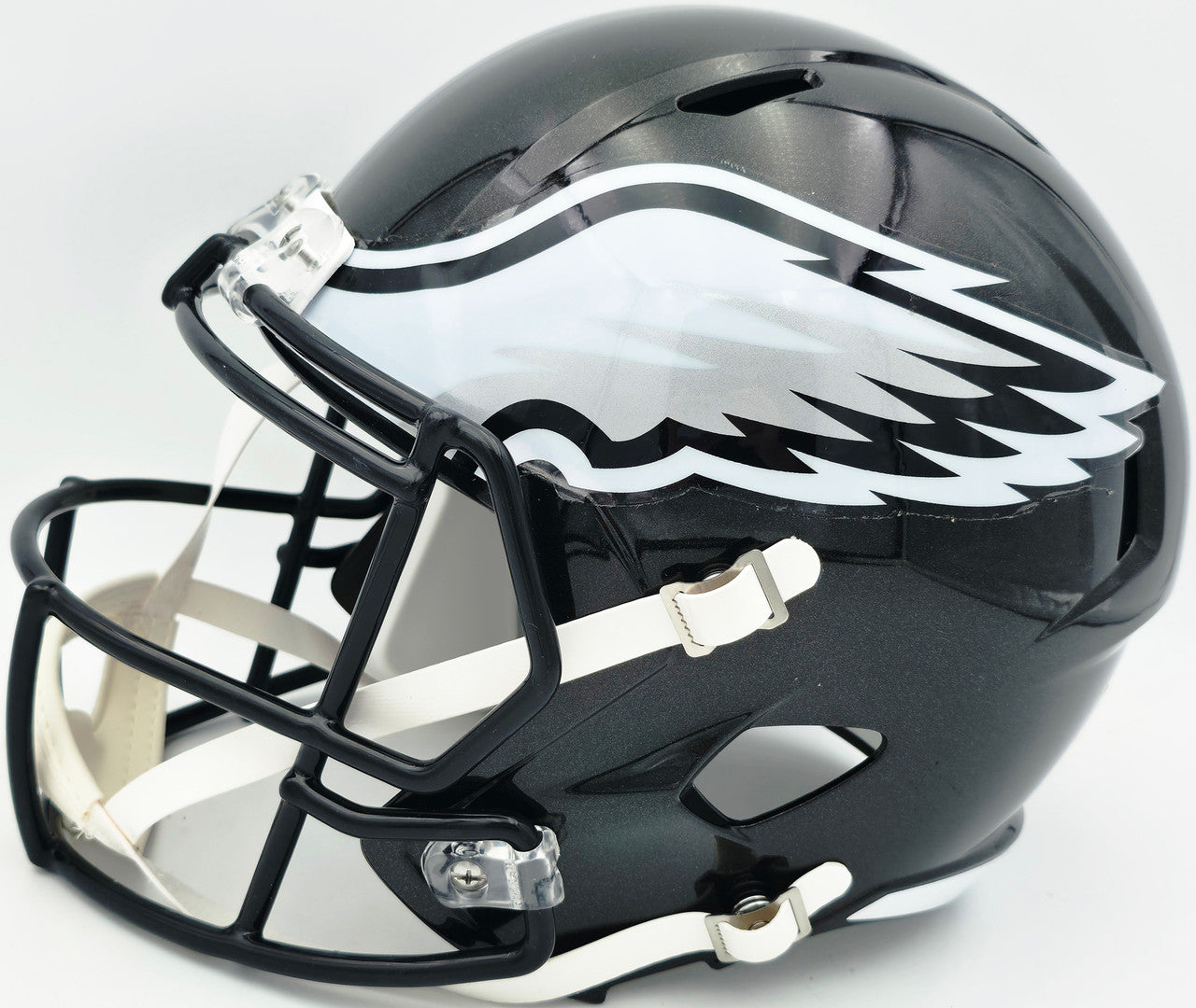 Jason Kelce Autographed Philadelphia Eagles Black Full Size Speed Replica Helmet Beckett BAS QR #BN17602