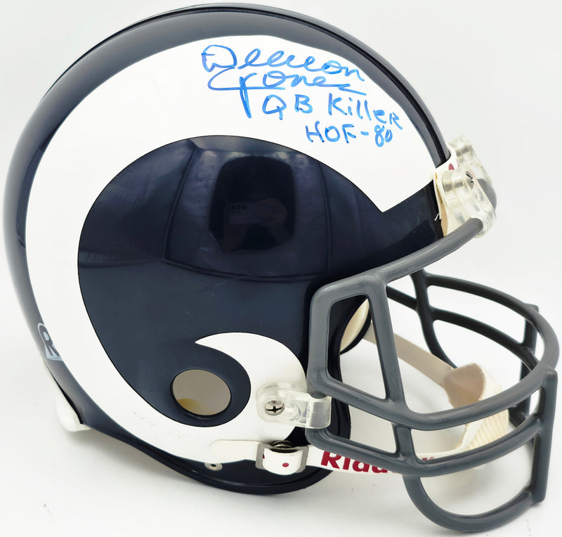 Deacon Jones Autographed Los Angeles Rams Blue Full Size Riddell Authentic Helmet "QB Killer, HOF-80" #20/26 Beckett BAS QR #BW30764