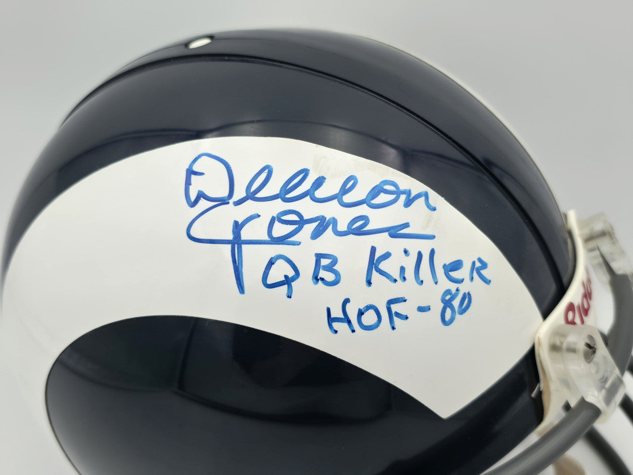 Deacon Jones Autographed Los Angeles Rams Blue Full Size Riddell Authentic Helmet "QB Killer, HOF-80" #20/26 Beckett BAS QR #BW30764