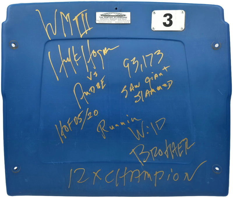 Hulk Hogan Autographed Silverdome WrestleMania III Seat Back VW III vs. Andre Beckett BAS #AF01008