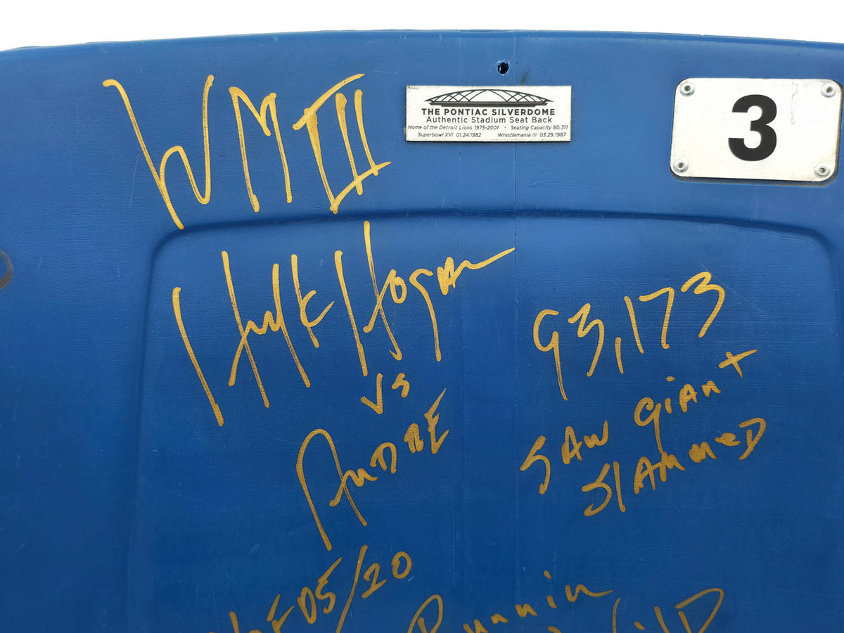 Hulk Hogan Autographed Silverdome WrestleMania III Seat Back VW III vs. Andre Beckett BAS #AF01008