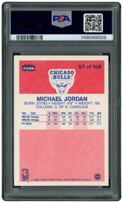 Michael Jordan Autographed 1986 Fleer Rookie Card #57 Chicago Bulls PSA 6 Auto Grade Near Mint/Mint 8 Vintage Rookie Era Signature PSA/DNA #148049509
