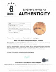 Babe Ruth & Lou Gehrig Autographed Official League Baseball New York Yankees PSA/DNA & Beckett BAS #AE85000