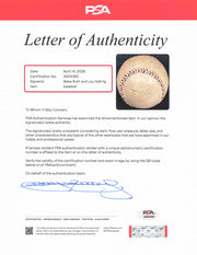 Babe Ruth & Lou Gehrig Autographed Official League Baseball New York Yankees PSA/DNA & Beckett BAS #AE85000