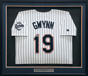 San Diego Padres Tony Gwynn Autographed Framed White Pinstripes 30 Year Anniversary Russell Jersey Beckett BAS QR #BW06390