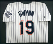 San Diego Padres Tony Gwynn Autographed Framed White Pinstripes 30 Year Anniversary Russell Jersey Beckett BAS QR #BW06390