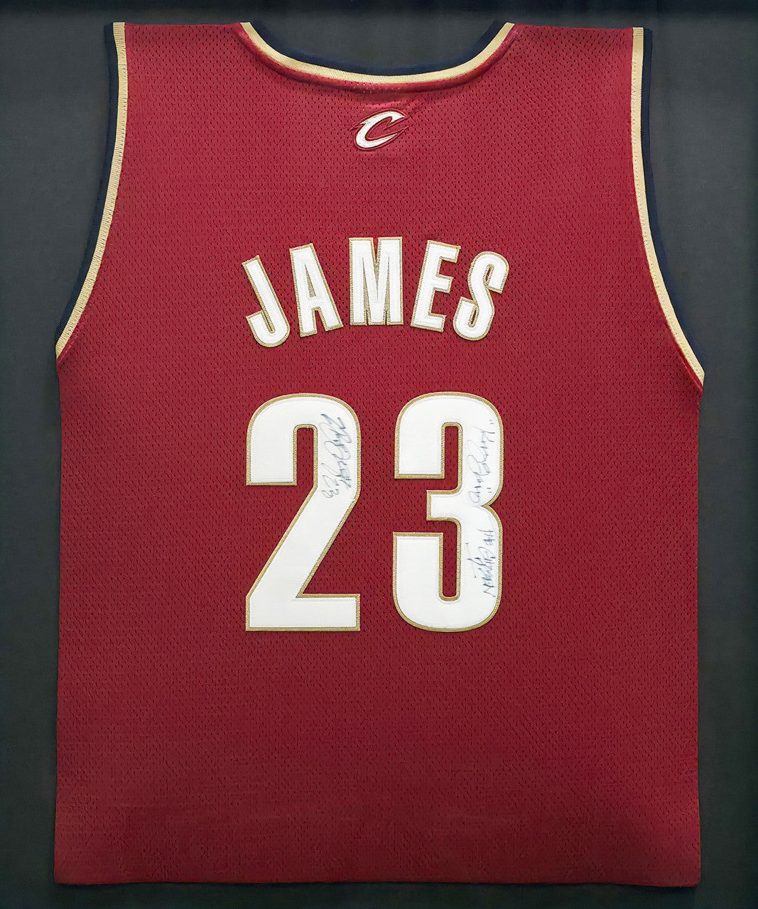 Cleveland Cavaliers LeBron James Autographed Framed Red Reebok Jersey "King James & The Chosen One" PSA/DNA #AS01174