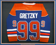 Edmonton Oilers Wayne Gretzky Autographed Framed Blue & Orange Jersey Beckett BAS #AE16693