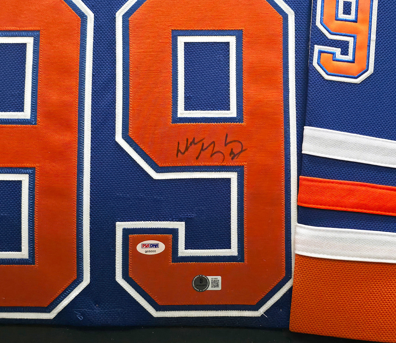 Edmonton Oilers Wayne Gretzky Autographed Framed Blue & Orange Jersey Beckett BAS #AE16693