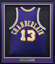 Los Angeles Lakers Wilt Chamberlain Autographed Framed Purple & Yellow Jersey PSA/DNA & Beckett BAS #AE83244