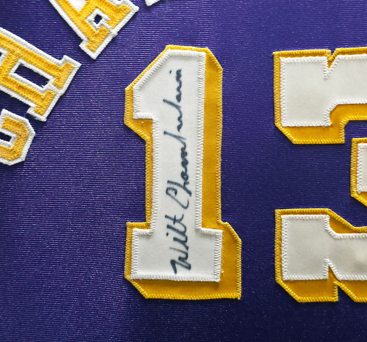 Los Angeles Lakers Wilt Chamberlain Autographed Framed Purple & Yellow Jersey PSA/DNA & Beckett BAS #AE83244