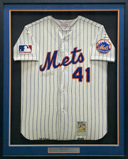 New York Mets Tom Seaver Autographed Framed Cream Pinstripes Mitchell & Ness MLB 100th Anniversary Patch Jersey "HOF 98.8%" PSA/DNA #AM09751