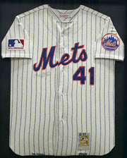 New York Mets Tom Seaver Autographed Framed Cream Pinstripes Mitchell & Ness MLB 100th Anniversary Patch Jersey "HOF 98.8%" PSA/DNA #AM09751