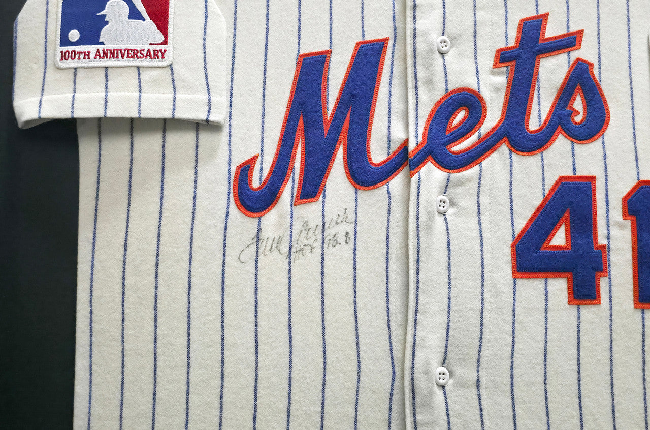 New York Mets Tom Seaver Autographed Framed Cream Pinstripes Mitchell & Ness MLB 100th Anniversary Patch Jersey "HOF 98.8%" PSA/DNA #AM09751