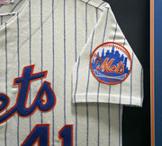 New York Mets Tom Seaver Autographed Framed Cream Pinstripes Mitchell & Ness MLB 100th Anniversary Patch Jersey "HOF 98.8%" PSA/DNA #AM09751