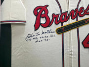 Atlanta Braves Eddie Mathews Autographed Framed Cream Mitchell & Ness Jersey "512 HR, 57-58 WS & HOF 78" JSA #CJ58060