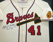 Atlanta Braves Eddie Mathews Autographed Framed Cream Mitchell & Ness Jersey "512 HR, 57-58 WS & HOF 78" JSA #CJ58060