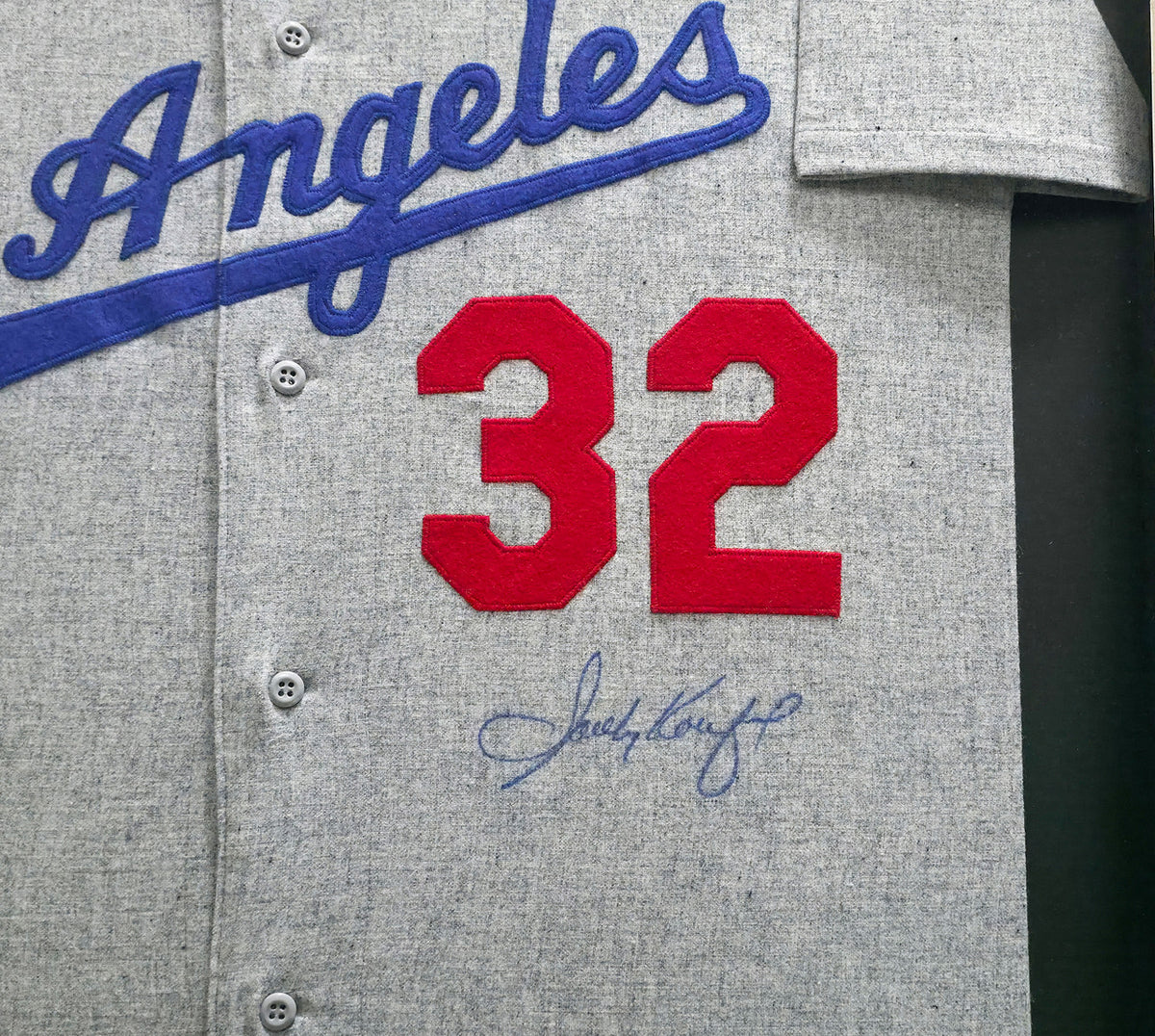 Los Angeles Dodgers Sandy Koufax Autographed Framed Gray Mitchell & Ness Jersey MLB Holo & Steiner Holo SKU #266232