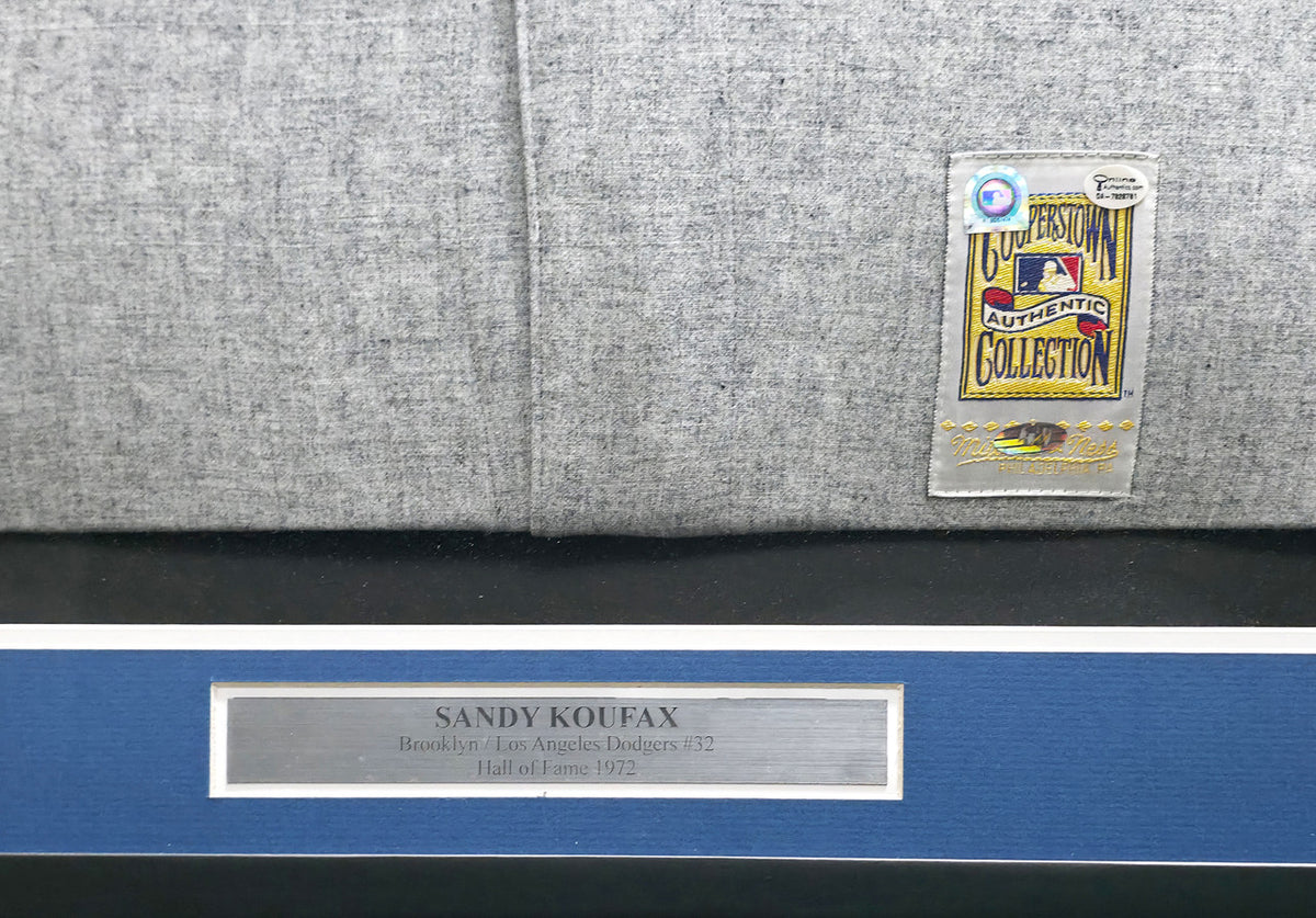Los Angeles Dodgers Sandy Koufax Autographed Framed Gray Mitchell & Ness Jersey MLB Holo & Steiner Holo SKU #266232