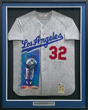 Los Angeles Dodgers Sandy Koufax Autographed Framed Gray Mitchell & Ness Hand Painted Jersey "63 NL MVP, 63 CY Young, 25-5 & 306 K's" Beckett BAS #AE50741