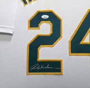 Oakland A's Rickey Henderson Autographed Framed White Jersey JSA #WA740850