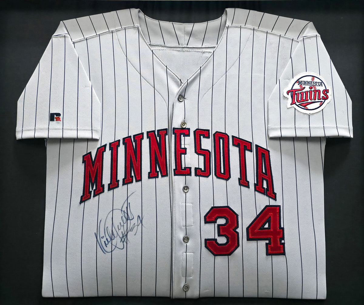 Minnesota Twins Kirby Puckett Autographed Framed Gray Russell Jersey "#34" JSA #ZZ91444
