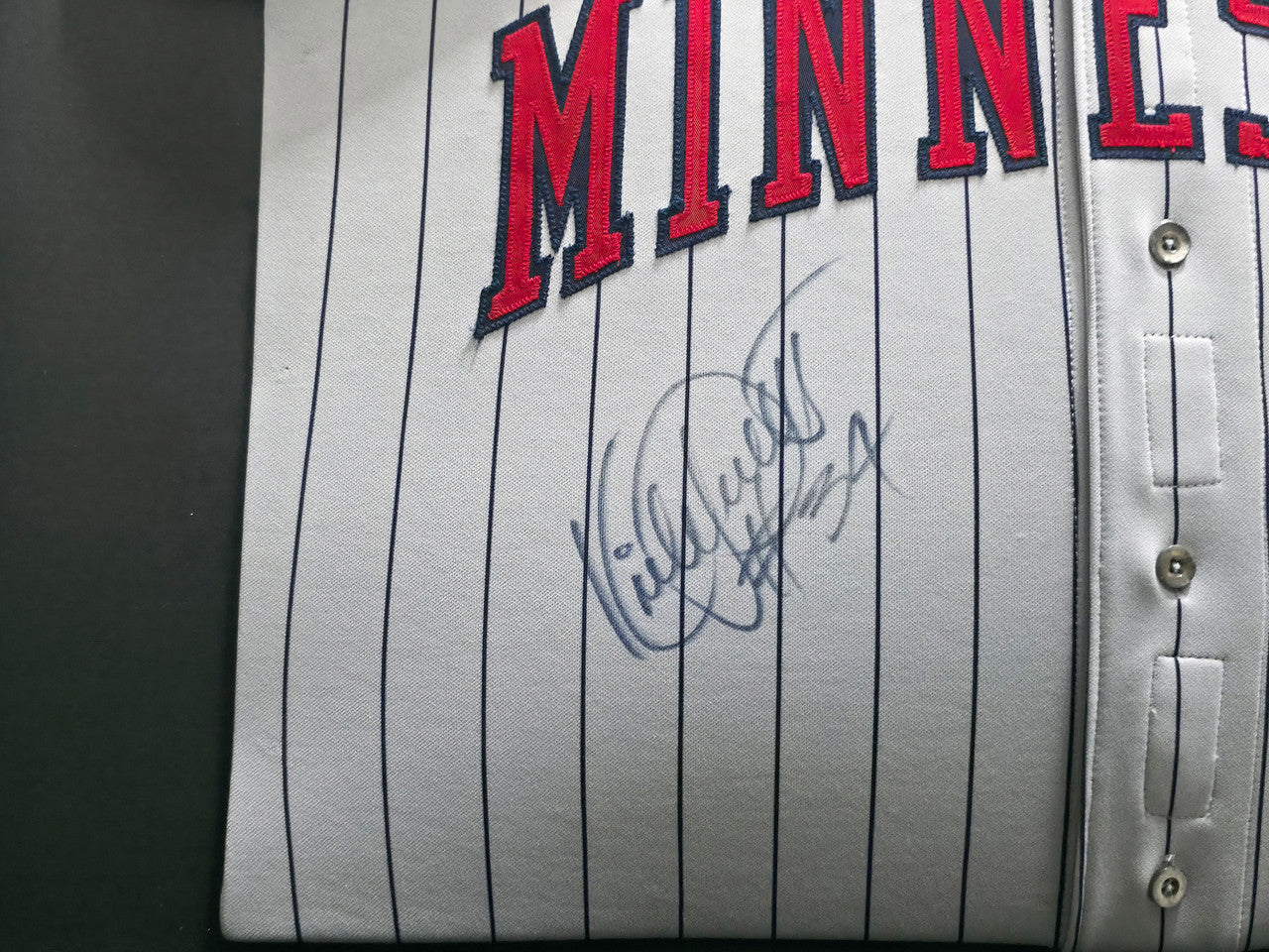 Minnesota Twins Kirby Puckett Autographed Framed Gray Russell Jersey "#34" JSA #ZZ91444
