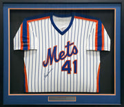 New York Mets Tom Seaver Autographed Framed White Pinstripes Rawlings 1990 Team Issued Jersey Beckett BAS QR #BU84001