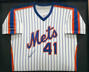 New York Mets Tom Seaver Autographed Framed White Pinstripes Rawlings 1990 Team Issued Jersey Beckett BAS QR #BU84001