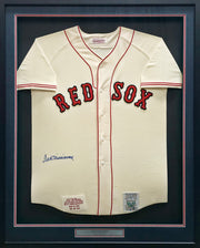Boston Red Sox Ted Williams Autographed Framed Cream Mitchell & Ness Jersey Beckett BAS #AE46403