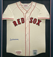 Boston Red Sox Ted Williams Autographed Framed Cream Mitchell & Ness Jersey Beckett BAS #AE46403