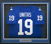 Baltimore Colts Johnny Unitas Autographed Framed Blue Jersey JSA #Z72538