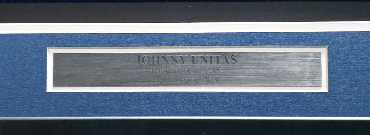 Baltimore Colts Johnny Unitas Autographed Framed Blue Jersey JSA #Z72538