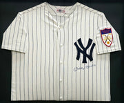 New York Yankees Mickey Mantle Autographed Framed White Pinstripes Mitchell & Ness AL 50th Anniversary Jersey Beckett BAS #AE15125