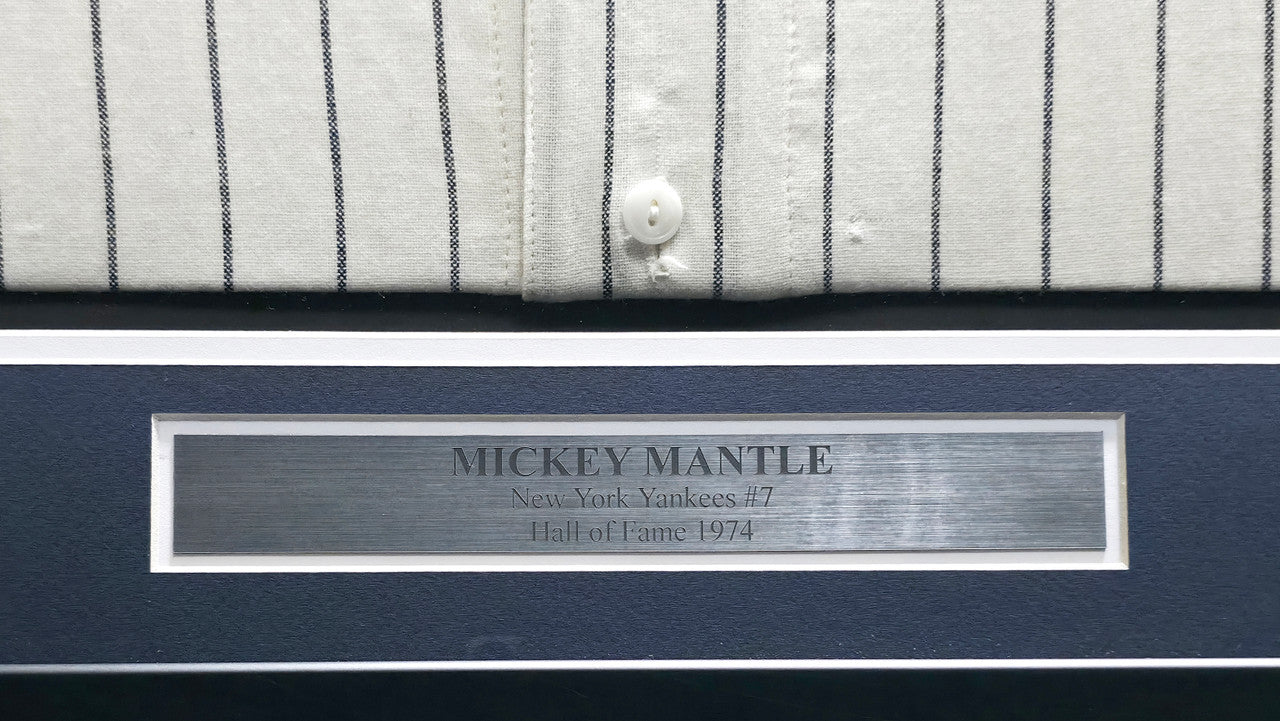 New York Yankees Mickey Mantle Autographed Framed White Pinstripes Mitchell & Ness AL 50th Anniversary Jersey Beckett BAS #AE15125