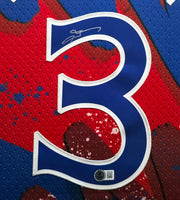 Philadelphia 76ers Allen Iverson Autographed Framed Red & Blue Mitchell & Ness HWC Swingman Jersey Beckett BAS Witness #AW901185