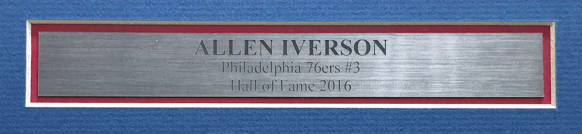 Philadelphia 76ers Allen Iverson Autographed Framed Red & Blue Mitchell & Ness HWC Swingman Jersey Beckett BAS Witness #AW901185