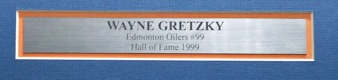 Edmonton Oilers Wayne Gretzky Autographed Framed Orange & Blue Jersey PSA/DNA & Beckett BAS #AE16694