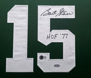 Green Bay Packers Bart Starr Autographed Framed Green Mitchell & Ness Jersey "HOF 77" Beckett BAS #AE49028