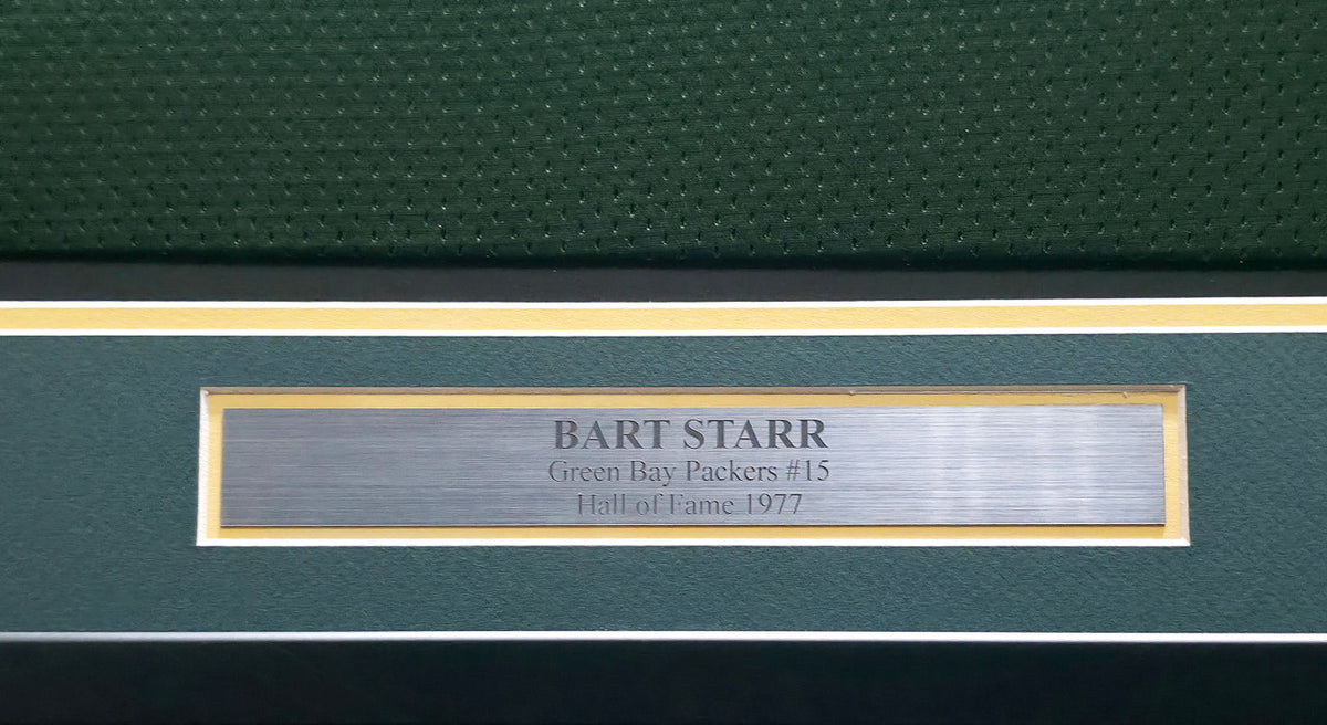 Green Bay Packers Bart Starr Autographed Framed Green Mitchell & Ness Jersey "HOF 77" Beckett BAS #AE49028