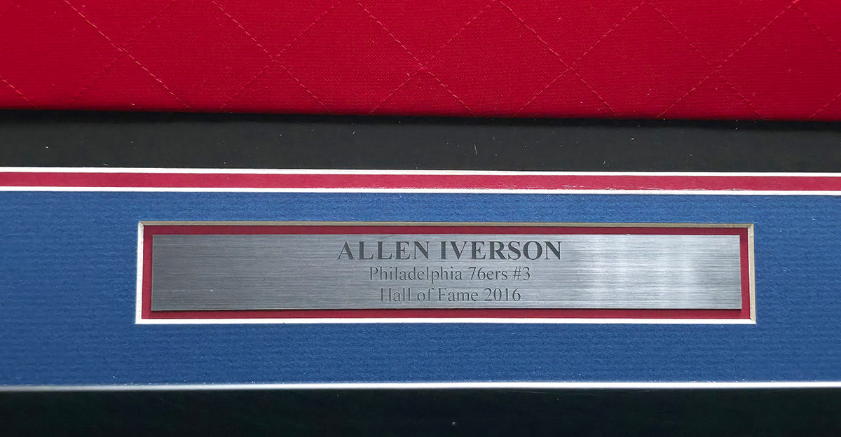 Philadelphia 76ers Allen Iverson Autographed Framed Red Mitchell & Ness HWC Swingman Jersey Beckett BAS Witness #1W901184