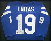 Baltimore Colts Johnny Unitas Autographed Framed Blue Jersey Beckett BAS #AE49027